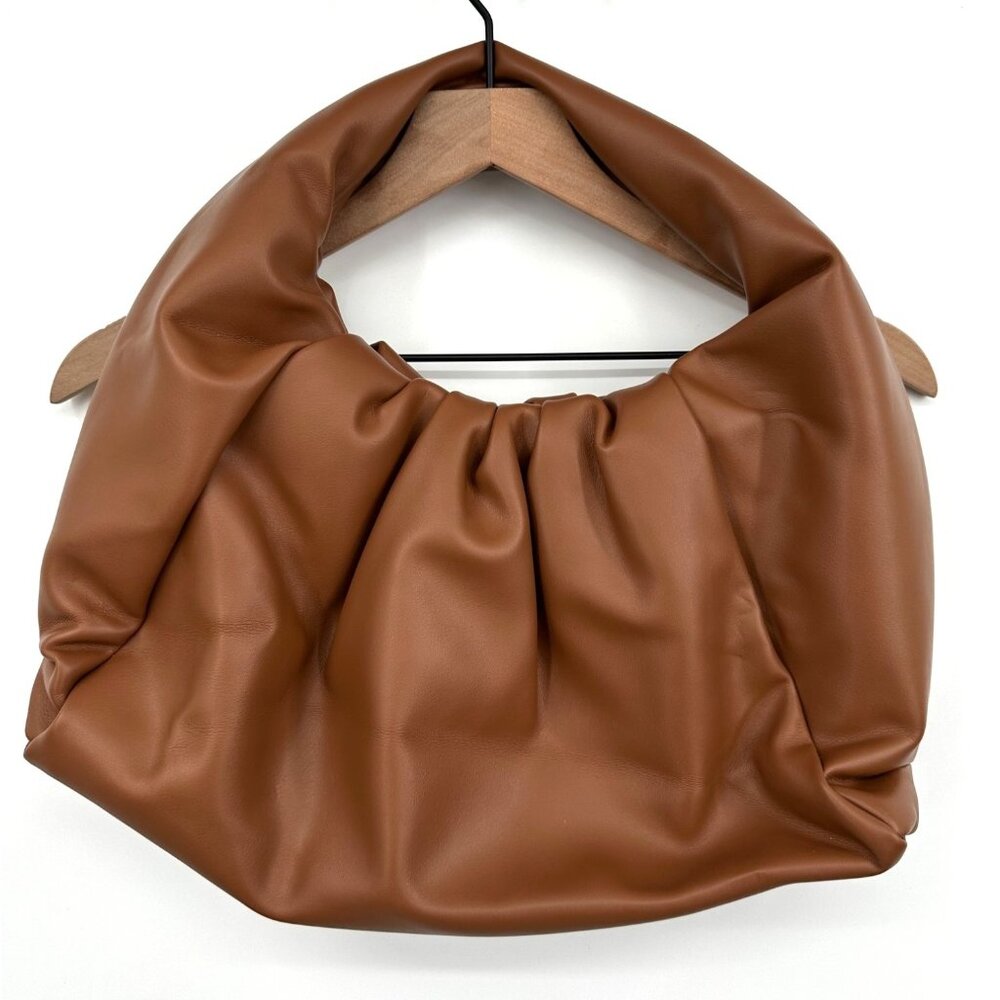 Croissant Pleated Faux Leather Shoulder Bag Handbag Pouch Brown